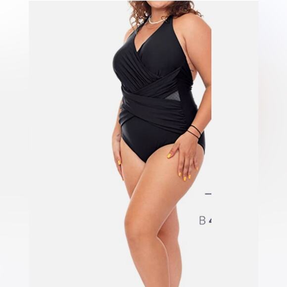 Cleo Cora Women's Black One Piece Swimsuit - Tummy Control Bathing Suit NWT XL - Picture 1 of 5